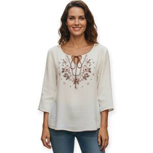 TASTY BOHO-INSPIRED CREAM BLOUSE SZ.S EUC